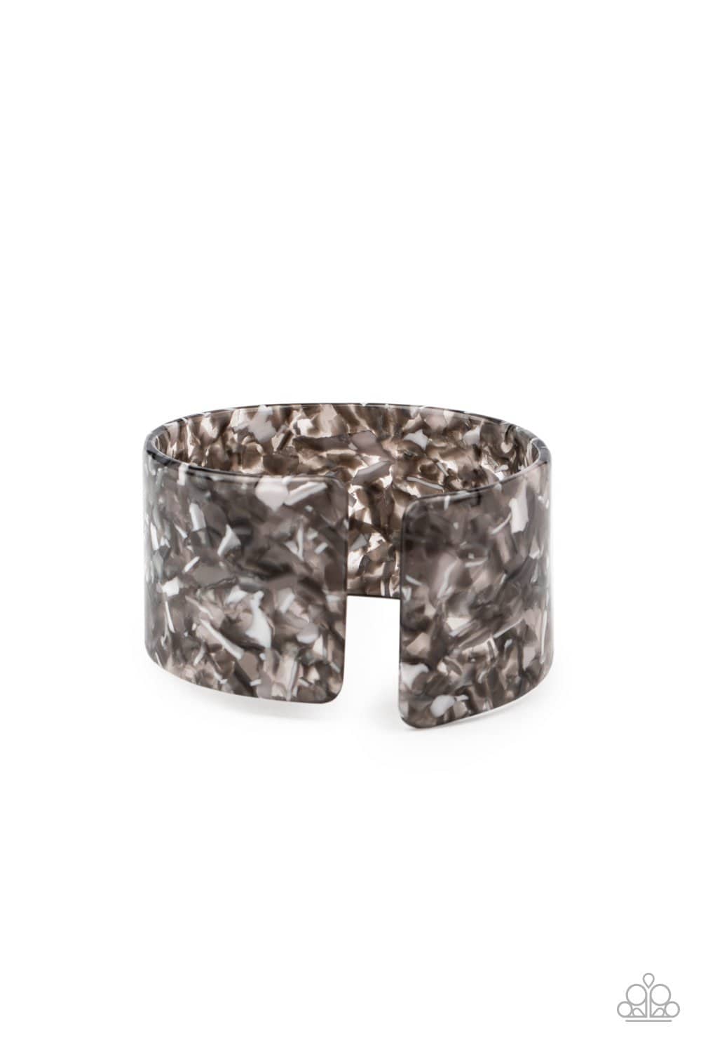 Haute Hustle - Silver Tortoise Shell Pattern Cuff Bracelet - Paparazzi Accessories - GlaMarous Titi Jewels