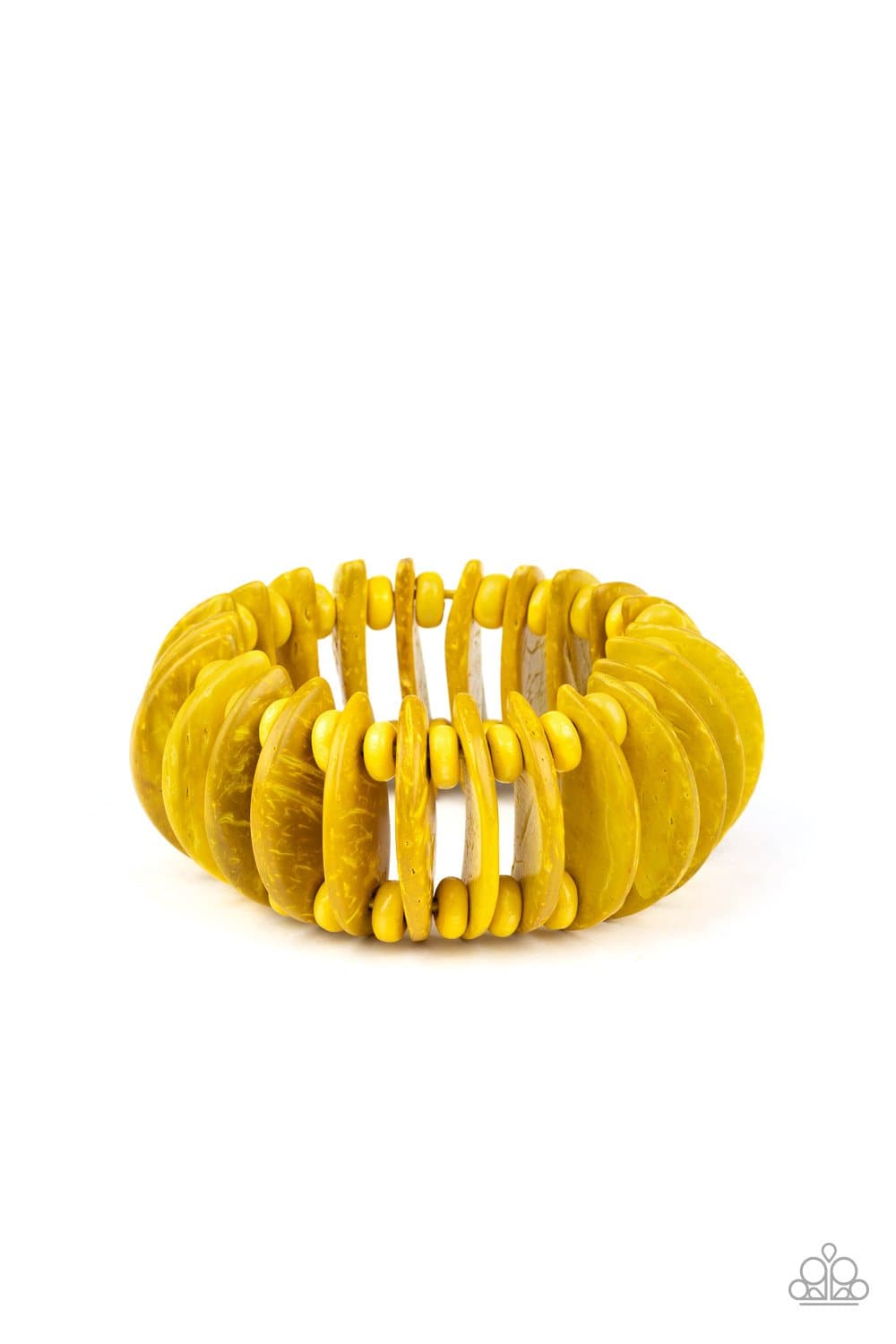 Tropical Tiki Bar - Yellow Wooden Stretchy Bracelet - Paparazzi Accessories - GlaMarous Titi Jewels
