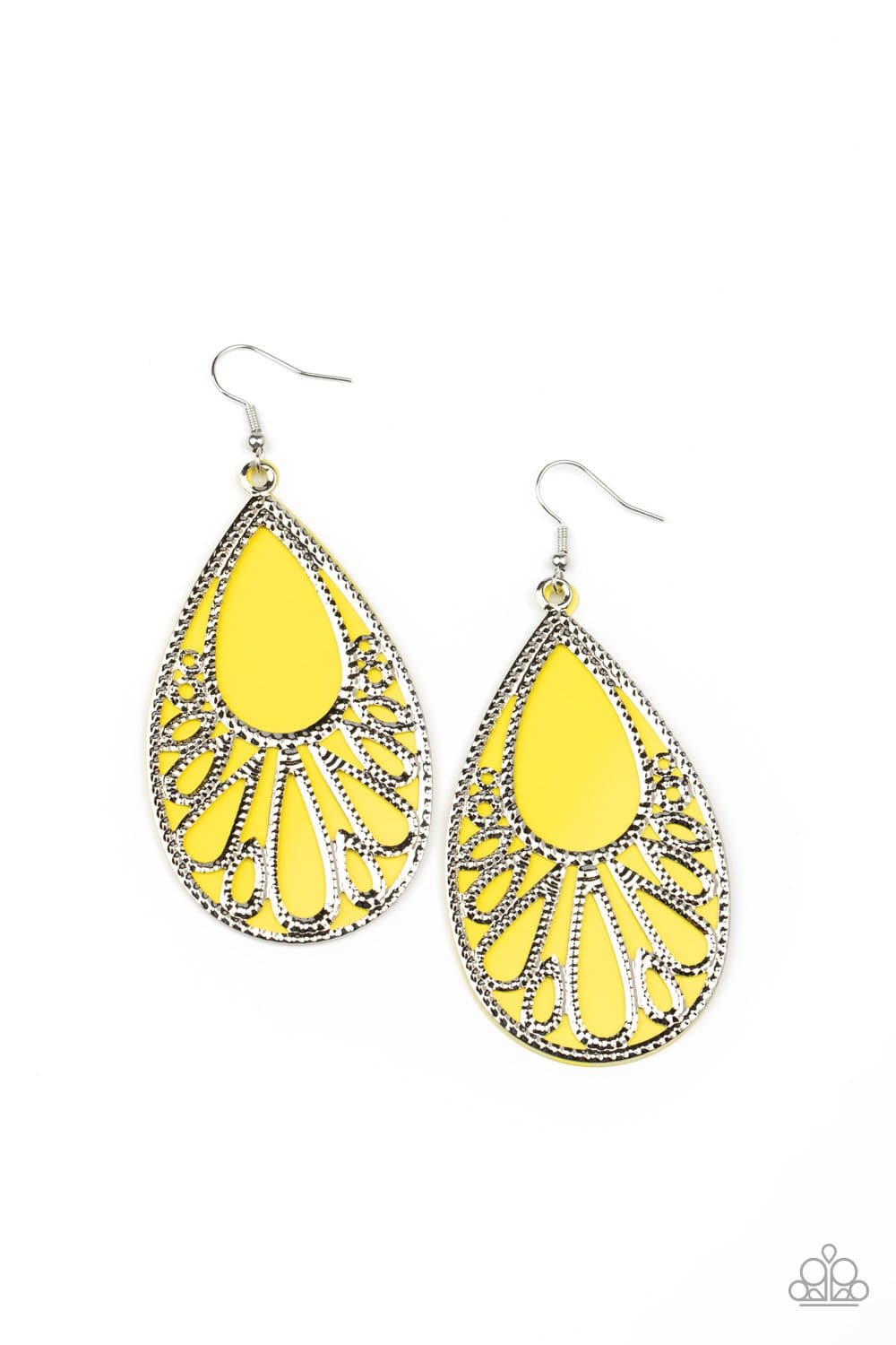 Loud and Proud - Yellow Acrylic Teardrop Earrings - Paparazzi Accessories - GlaMarous Titi Jewels