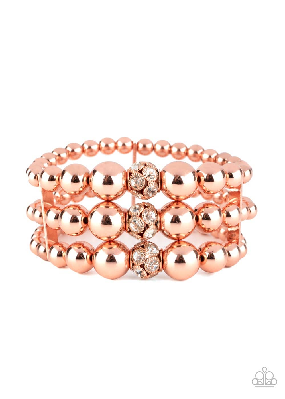 Icing On The Top - Copper Shiny Bead Stretchy Bracelet - Paparazzi Accessories - GlaMarous Titi Jewels