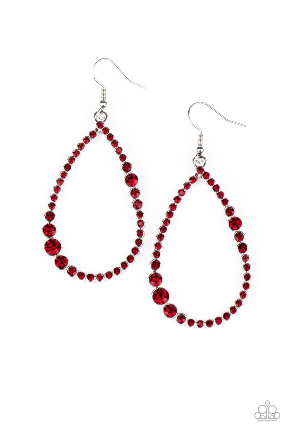 Diva Dimension - Red Rhinestone Earrings - Paparazzi Accessories - GlaMarous Titi Jewels