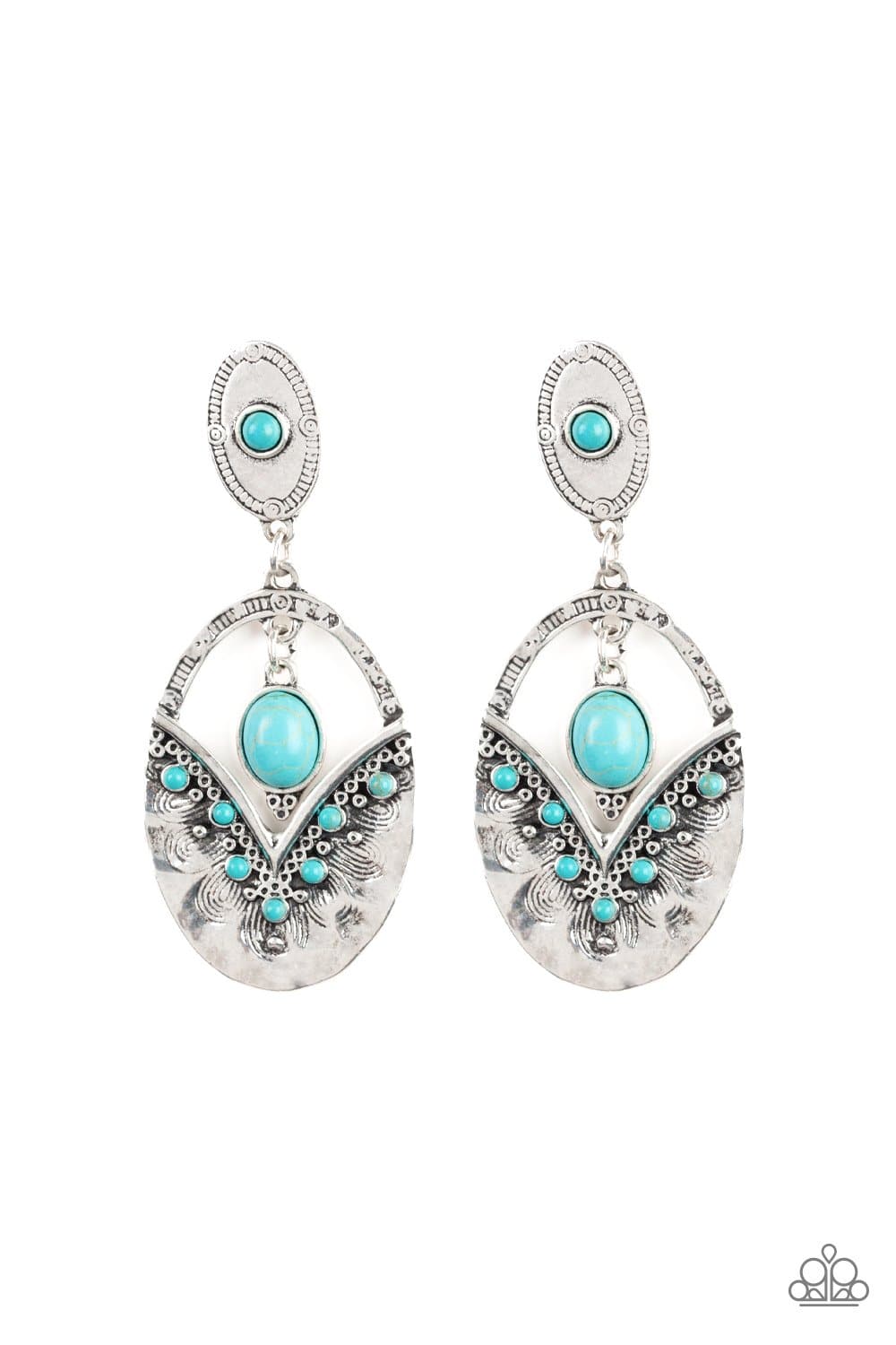 Terra Tribute - Blue Turquoise Stone Earrings - Paparazzi Accessories - GlaMarous Titi Jewels