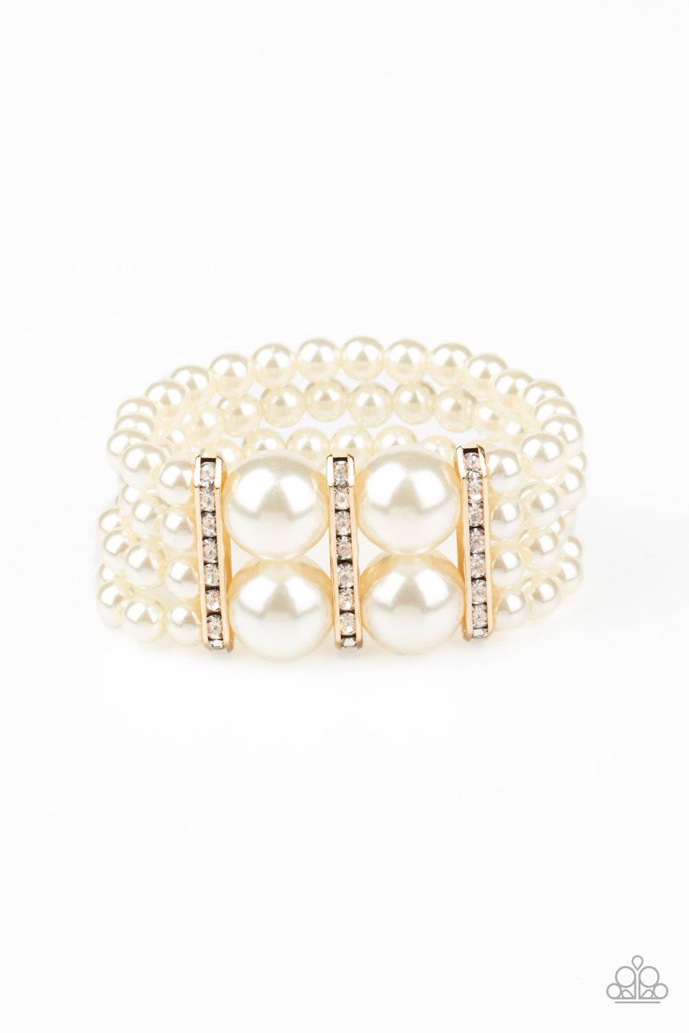 Romance Remix - Gold & White Pearl Bracelet - Paparazzi Accessories - GlaMarous Titi Jewels