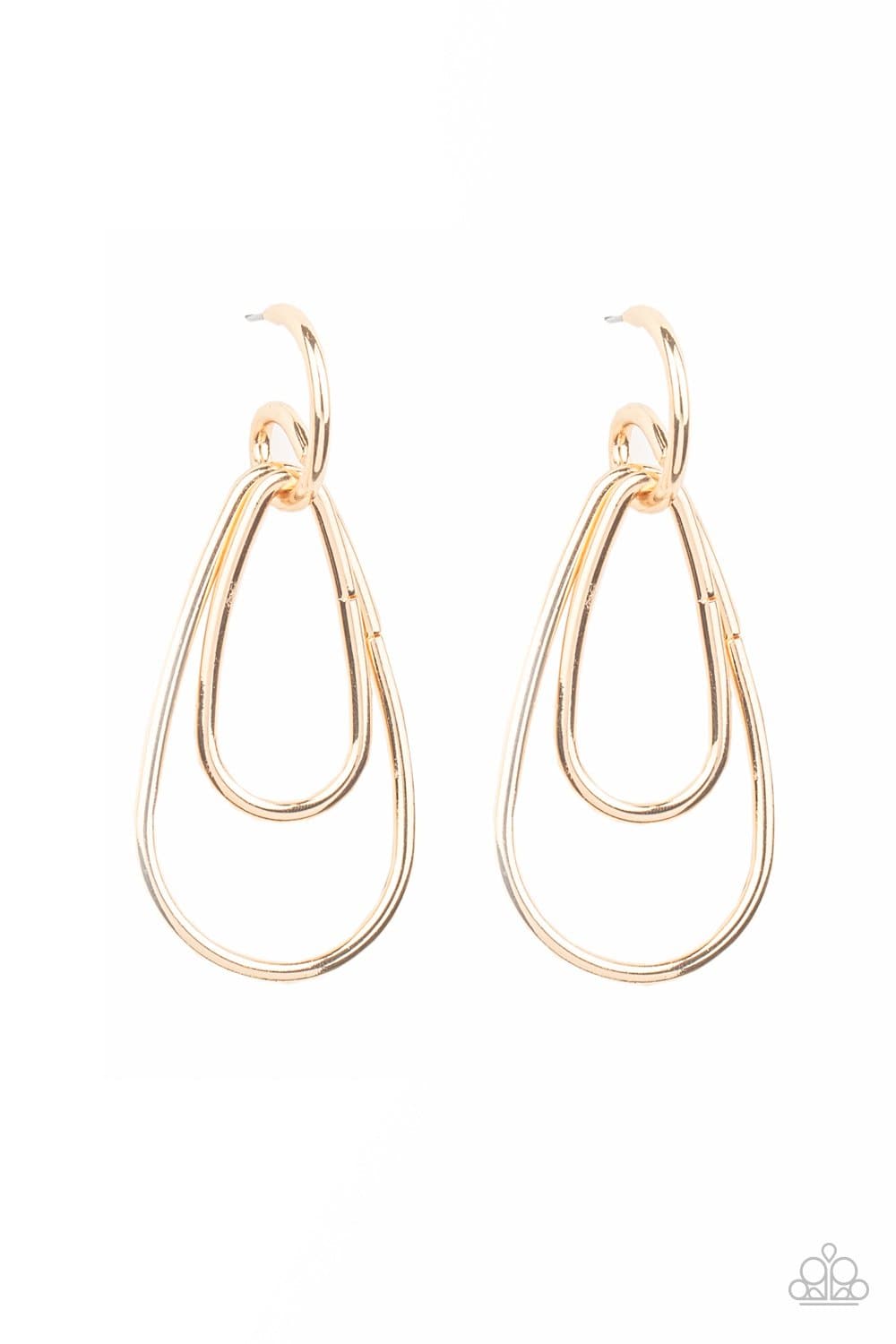 Droppin Drama - Gold Squiggly Teardrop Earrings - Paparazzi Accessories - GlaMarous Titi Jewels