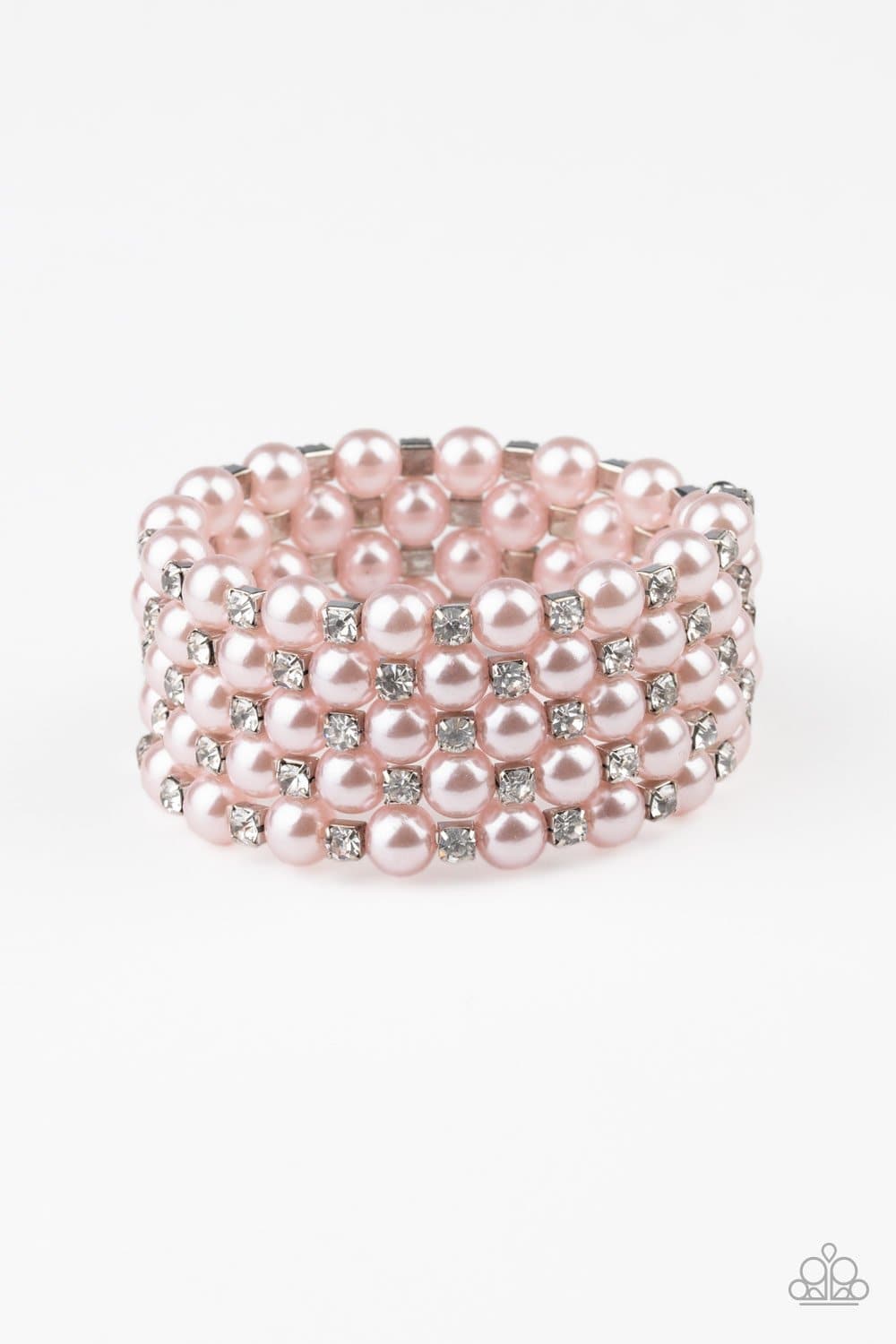 Rich Royal - Pink Pearl and Rhinestone Coil Bracelet - Paparazzi Accessories - GlaMarous Titi Jewels