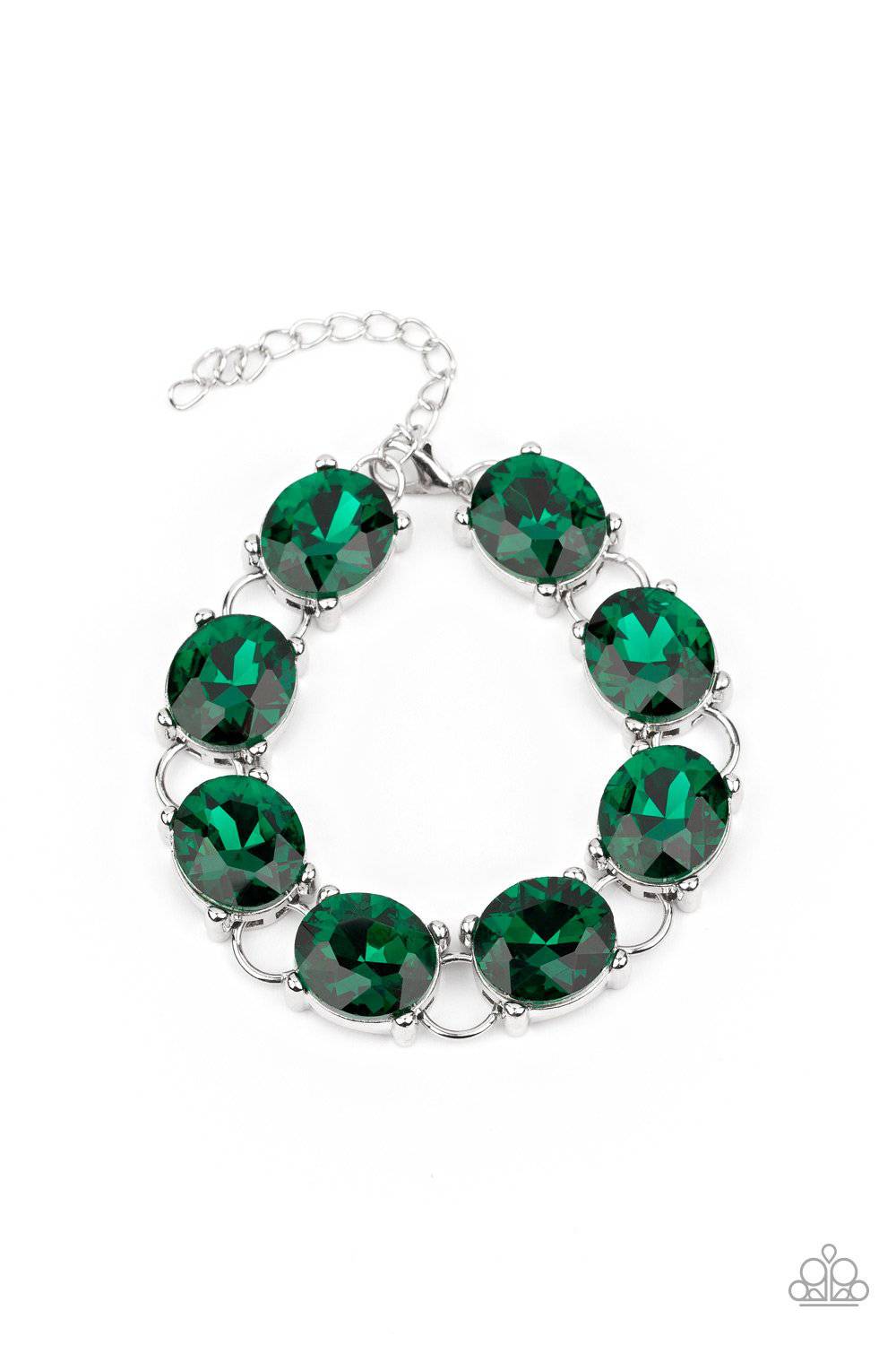Mind Your Manners - Green Rhinestone Bracelet - Paparazzi Accessories - GlaMarous Titi Jewels