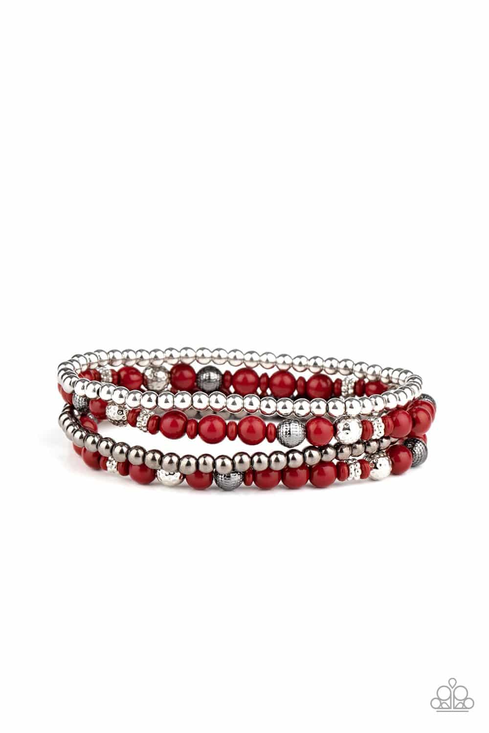 Stacked Style Maker - Brick Red Stretchy Bracelets - Paparazzi Accessories - GlaMarous Titi Jewels