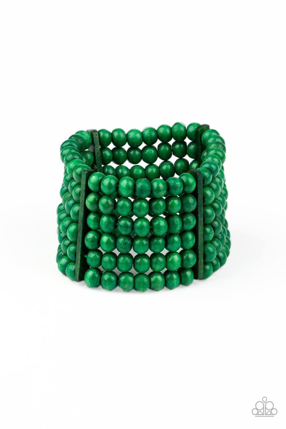 Tanning in Tanzania - Green Wooden Stretchy Bracelet - Paparazzi Accessories - GlaMarous Titi Jewels