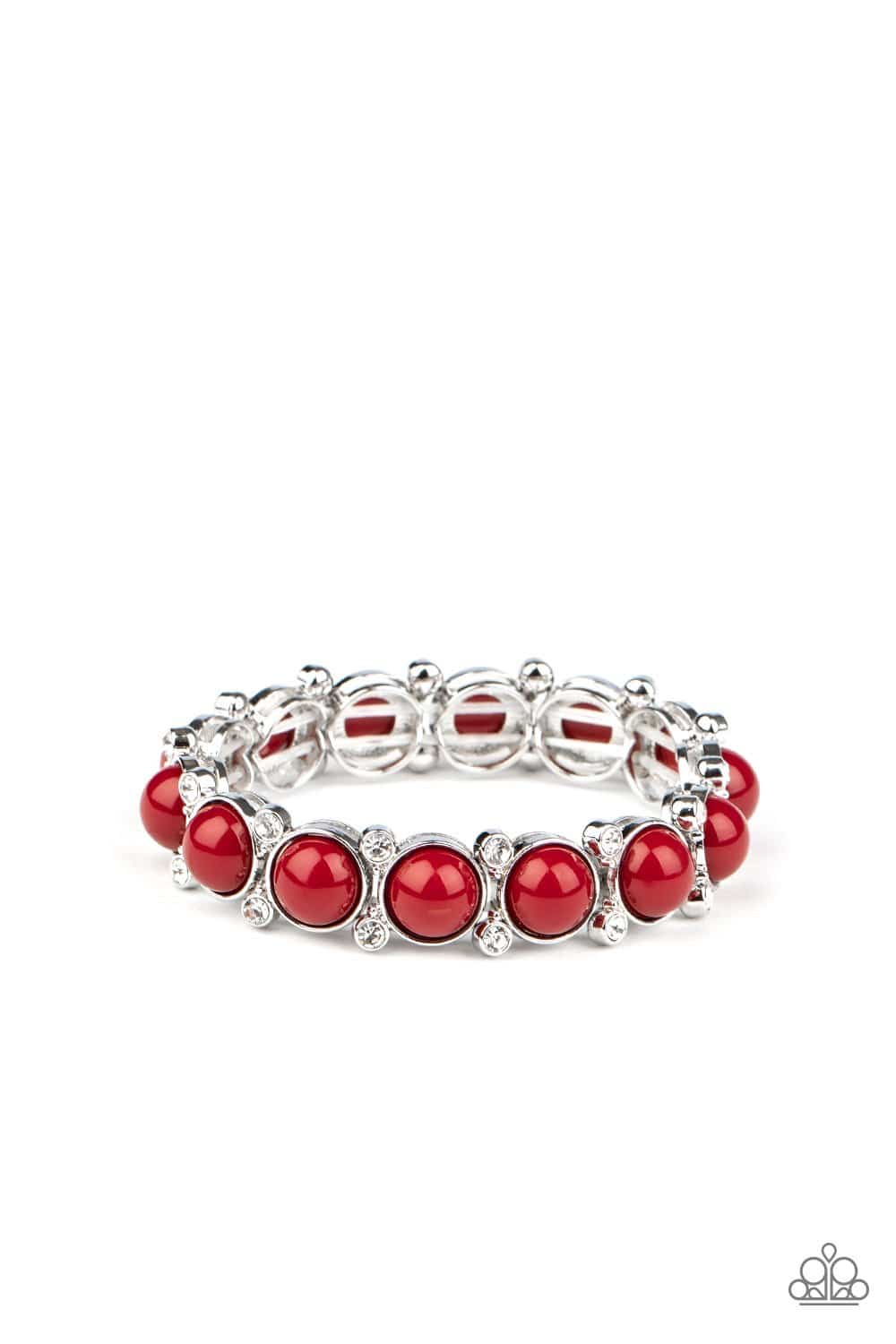 Flamboyantly Fruity - Red Bead and Rhinestone Stretchy Bracelet - Paparazzi Accessories - GlaMarous Titi Jewels