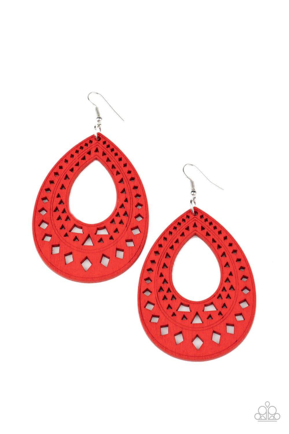 Belize Beauty - Red Wooden Teardrop - Paparazzi Accessories - GlaMarous Titi Jewels