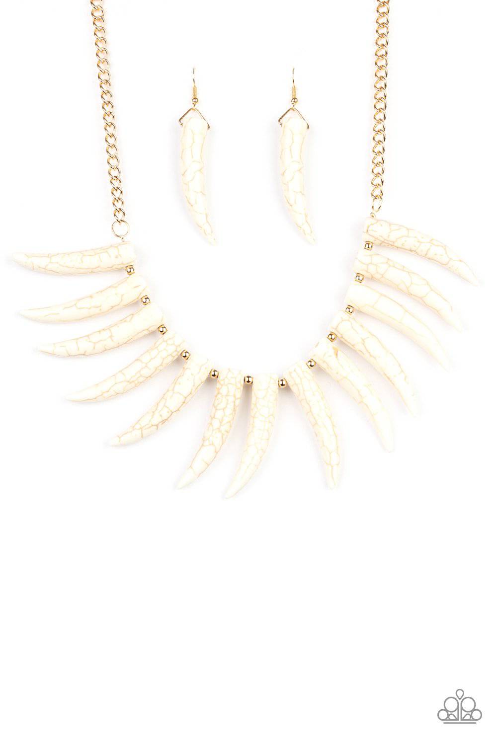 Tusk Tundra - White Tusk-Shaped Stone Beads Necklace - Paparazzi Accessories - GlaMarous Titi Jewels