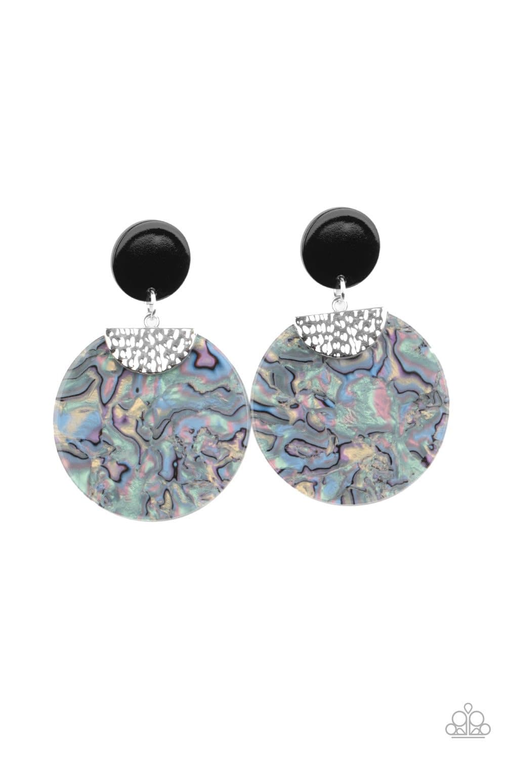 Really Retro-politan - Silver Iridescent Acrylic Earrings - Paparazzi Accessories - GlaMarous Titi Jewels