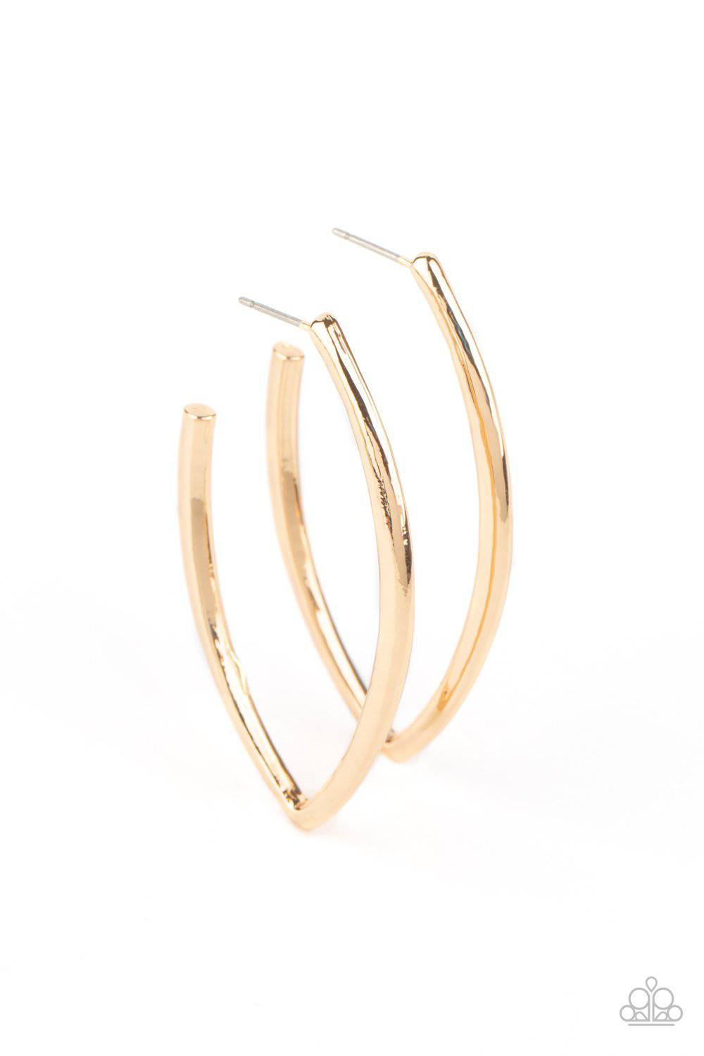 Point-Blank Beautiful - Gold Curve Hoop Earrings - Paparazzi Accessories - GlaMarous Titi Jewels