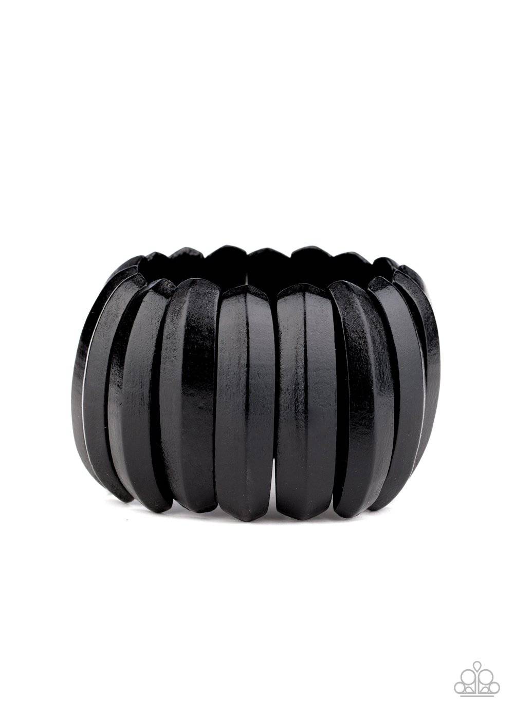 Colorfully Congo - Black Beveled Wooden Stretchy Bracelet - Paparazzi Accessories - GlaMarous Titi Jewels