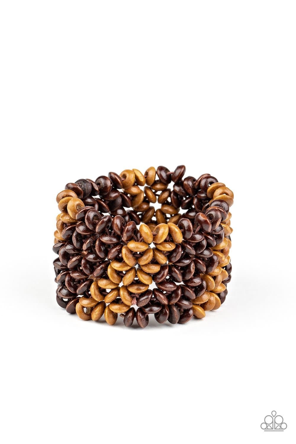 Island Expression - Brown Wooden Beads Stretchy Bracelet - Paparazzi Accessories - GlaMarous Titi Jewels