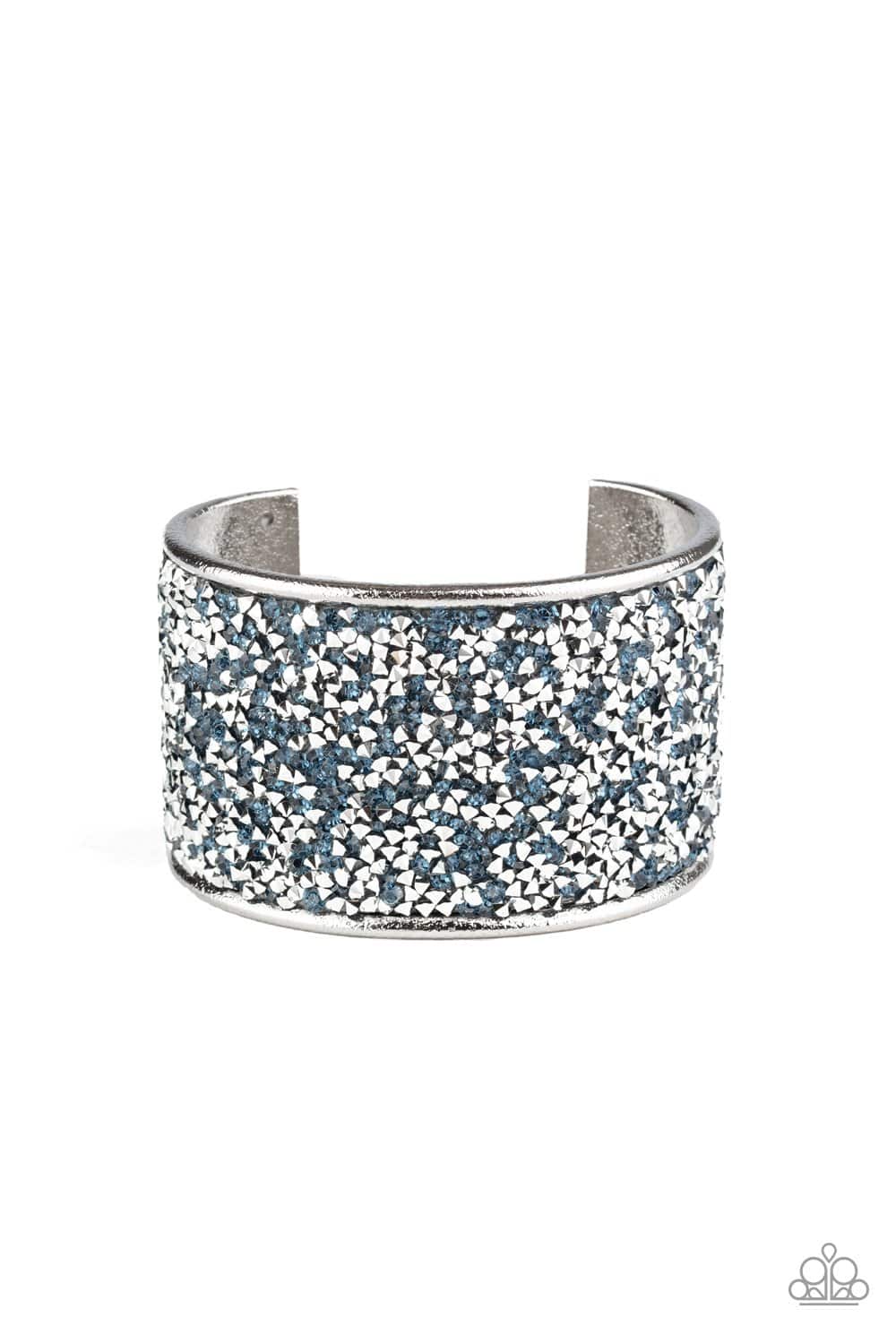 Stellar Radiance - Blue and Metallic Silver Cuff Bracelet - Paparazzi Accessories - GlaMarous Titi Jewels