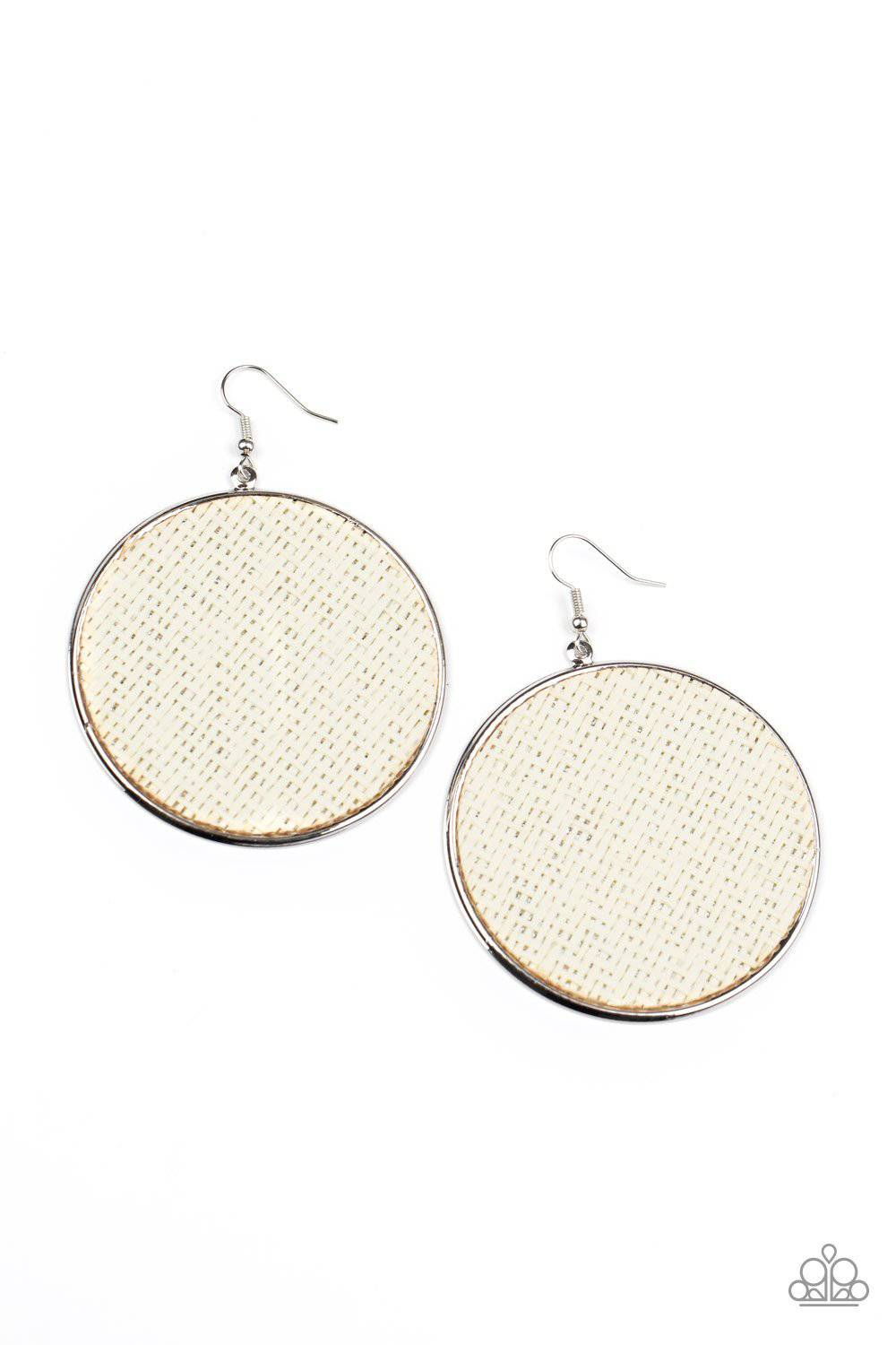 Wonderfully Woven - White Twine-Like Earrings - Paparazzi Accessories - GlaMarous Titi Jewels