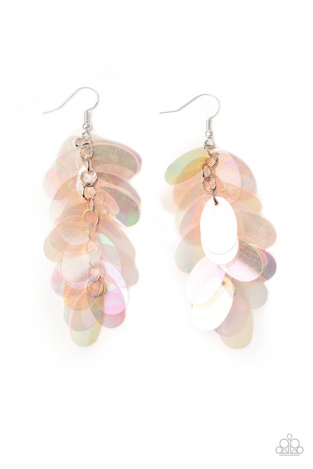 Stellar In Sequins - Pink Iridescent Sequin Earrings - Paparazzi Accessories - GlaMarous Titi Jewels