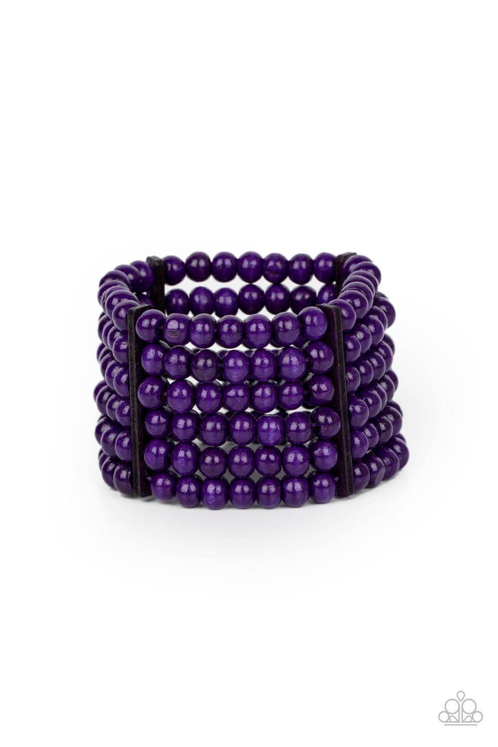 Tanning in Tanzania - Purple Wooden Stretchy Bracelet - Paparazzi Accessories - GlaMarous Titi Jewels
