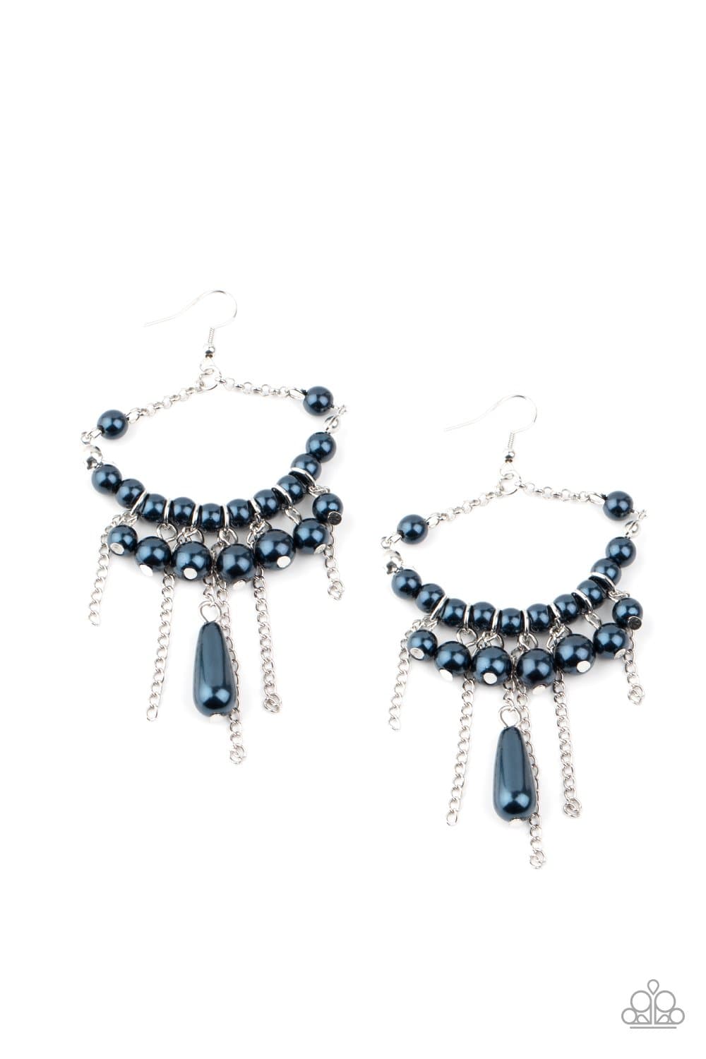 Party Planner Posh - Blue Pearly Bead Earrings - Paparazzi Accessories - GlaMarous Titi Jewels