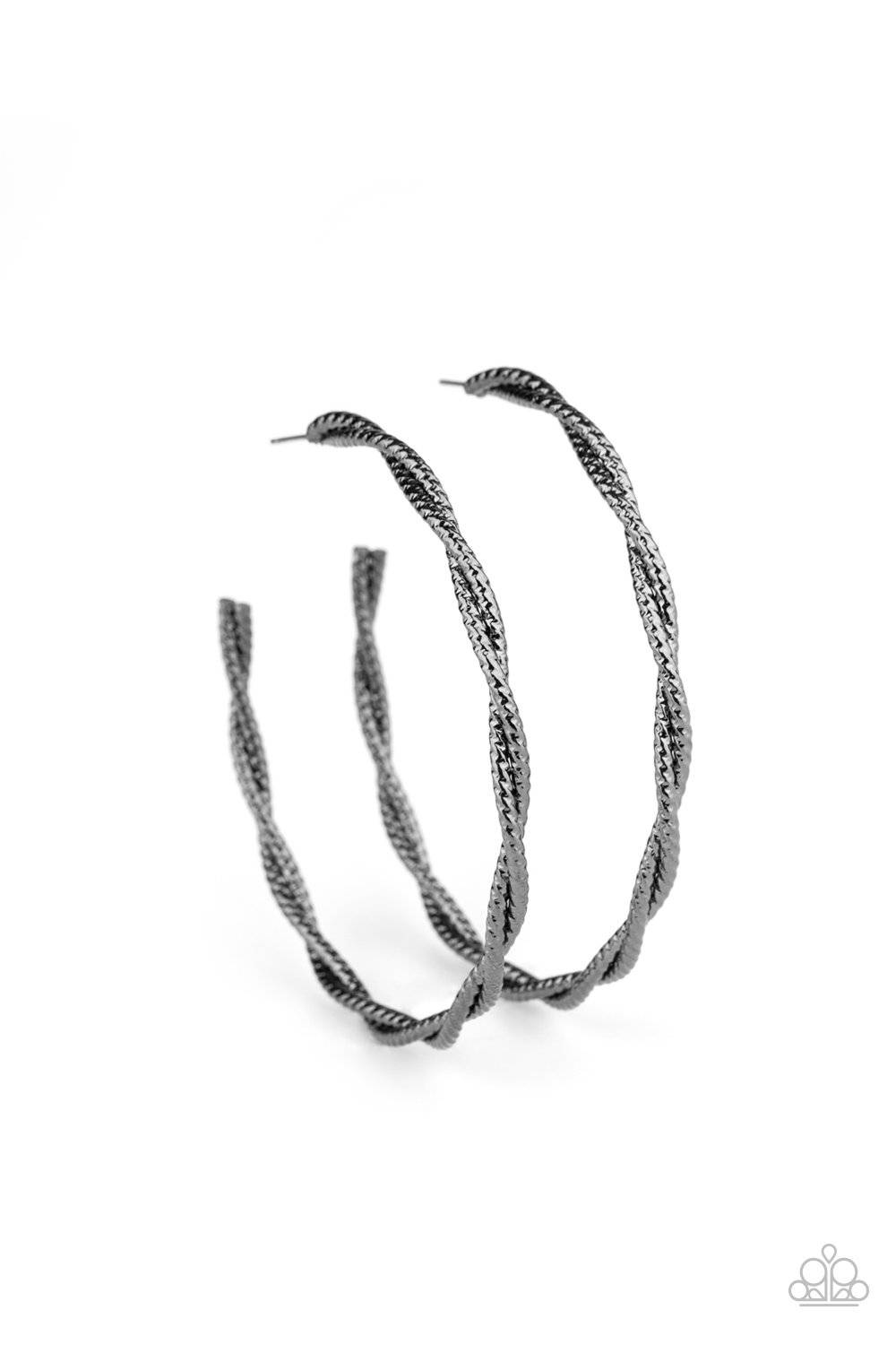 Totally Throttled - Black Gunmetal Hoop Earrings - Paparazzi Accessories - GlaMarous Titi Jewels
