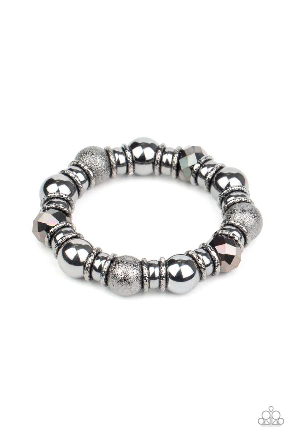 Take Your Best Shot - Black Gunmetal Stretchy Bracelet - Paparazzi Accessories - GlaMarous Titi Jewels