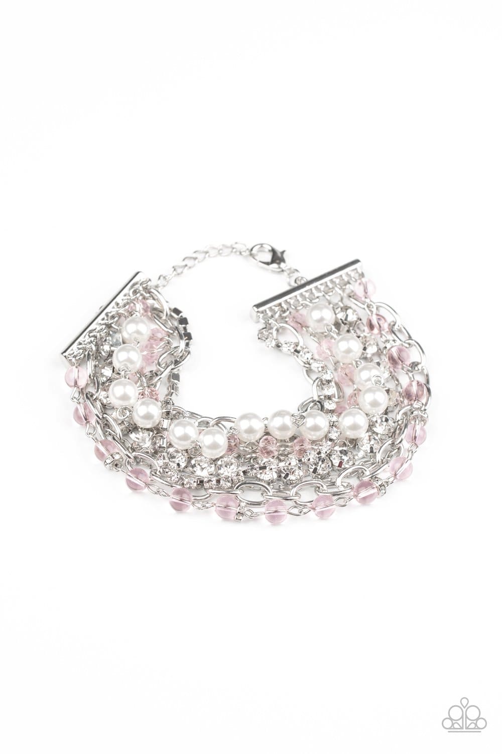 Heiress Hustle - Pink and Glittery White Rhinestone Bracelet - Paparazzi Accessories - GlaMarous Titi Jewels