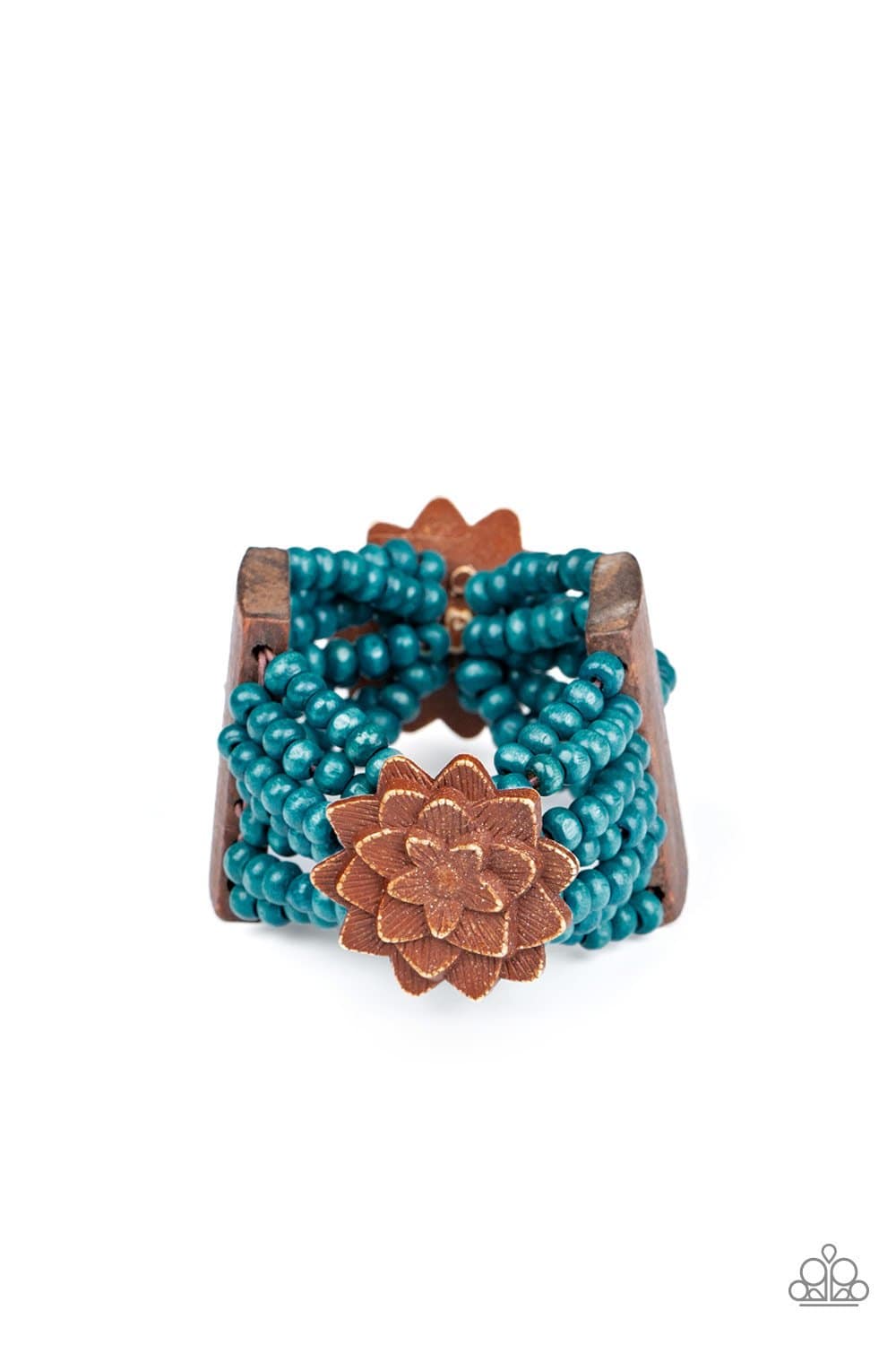 Tropical Sanctuary - Blue and Brown Wooden Stretchy Bracelet - Paparazzi Accessories - GlaMarous Titi Jewels