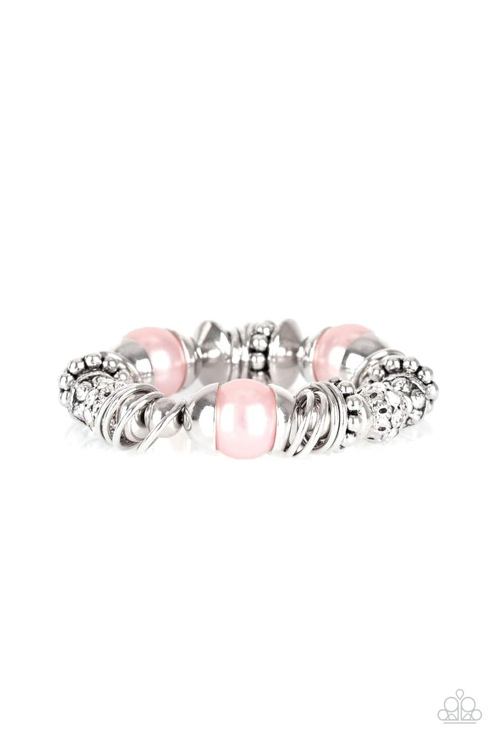 Uptown Tease - Pink Pearl Stretchy Bracelet - Paparazzi Accessories - GlaMarous Titi Jewels