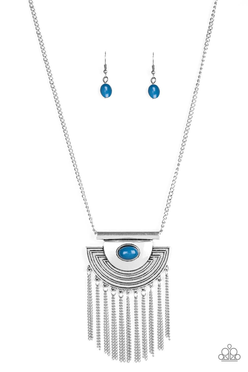 When In ROAM - Blue Bead and Silver Necklace - Paparazzi Accessories - GlaMarous Titi Jewels