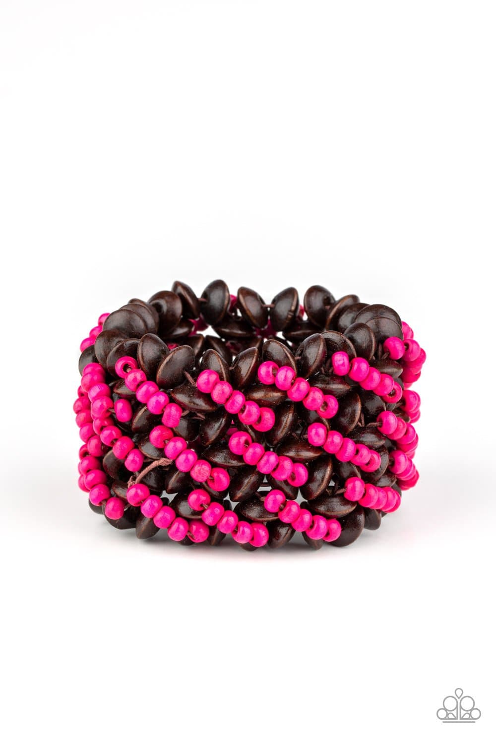 Cozy in Cozumel - Pink and Brown Wooden Bracelet - Paparazzi Accessories - GlaMarous Titi Jewels