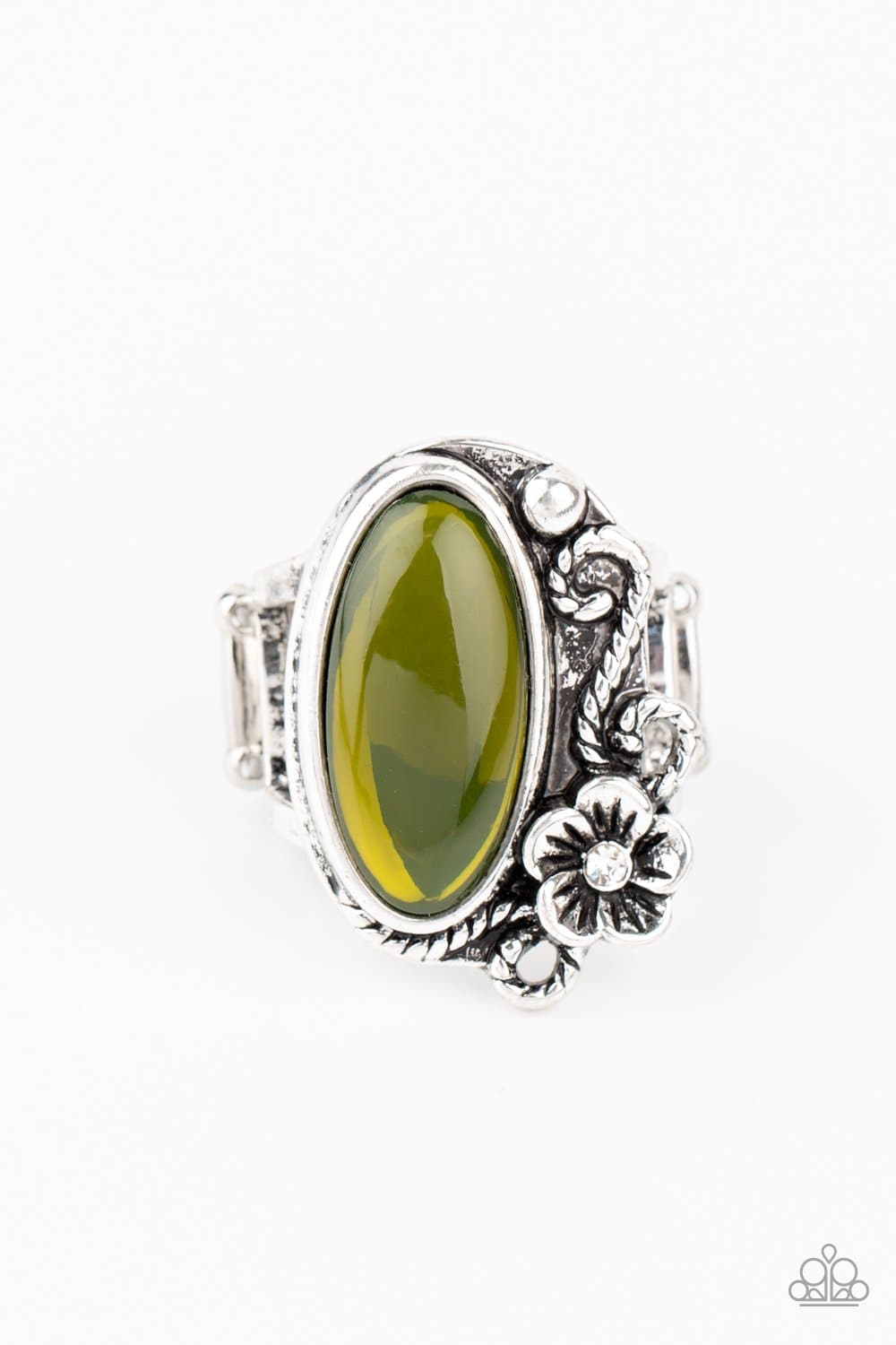 Any DAISY Now - Green Floral Bead Ring - Paparazzi Accessories - GlaMarous Titi Jewels