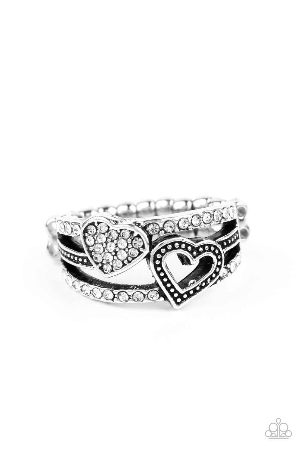 You Make My Heart BLING - White Rhinestone Ring - Paparazzi Accessories - GlaMarous Titi Jewels