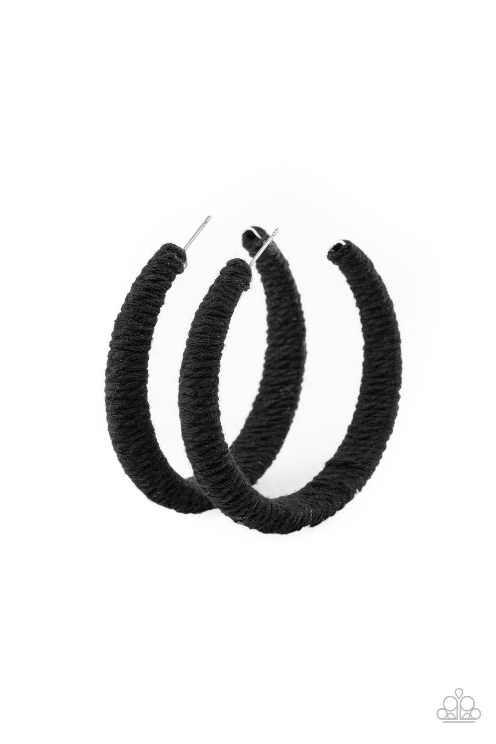TWINE and Dine - Black Hoop Earrings - Paparazzi Accessories - GlaMarous Titi Jewels
