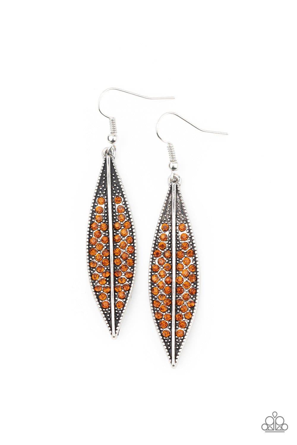 Hearty Harvest - Brown Rhinestone Earrings - Paparazzi Accessories - GlaMarous Titi Jewels