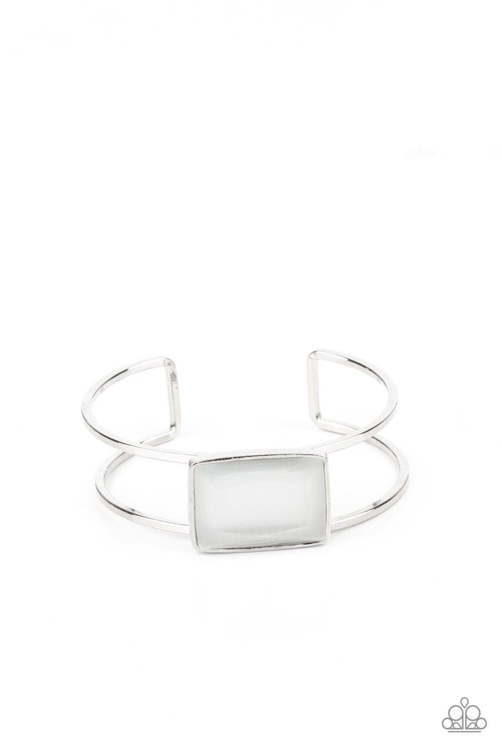 Rehearsal Refinement - White Cuff Bracelet - Paparazzi Accessories - GlaMarous Titi Jewels