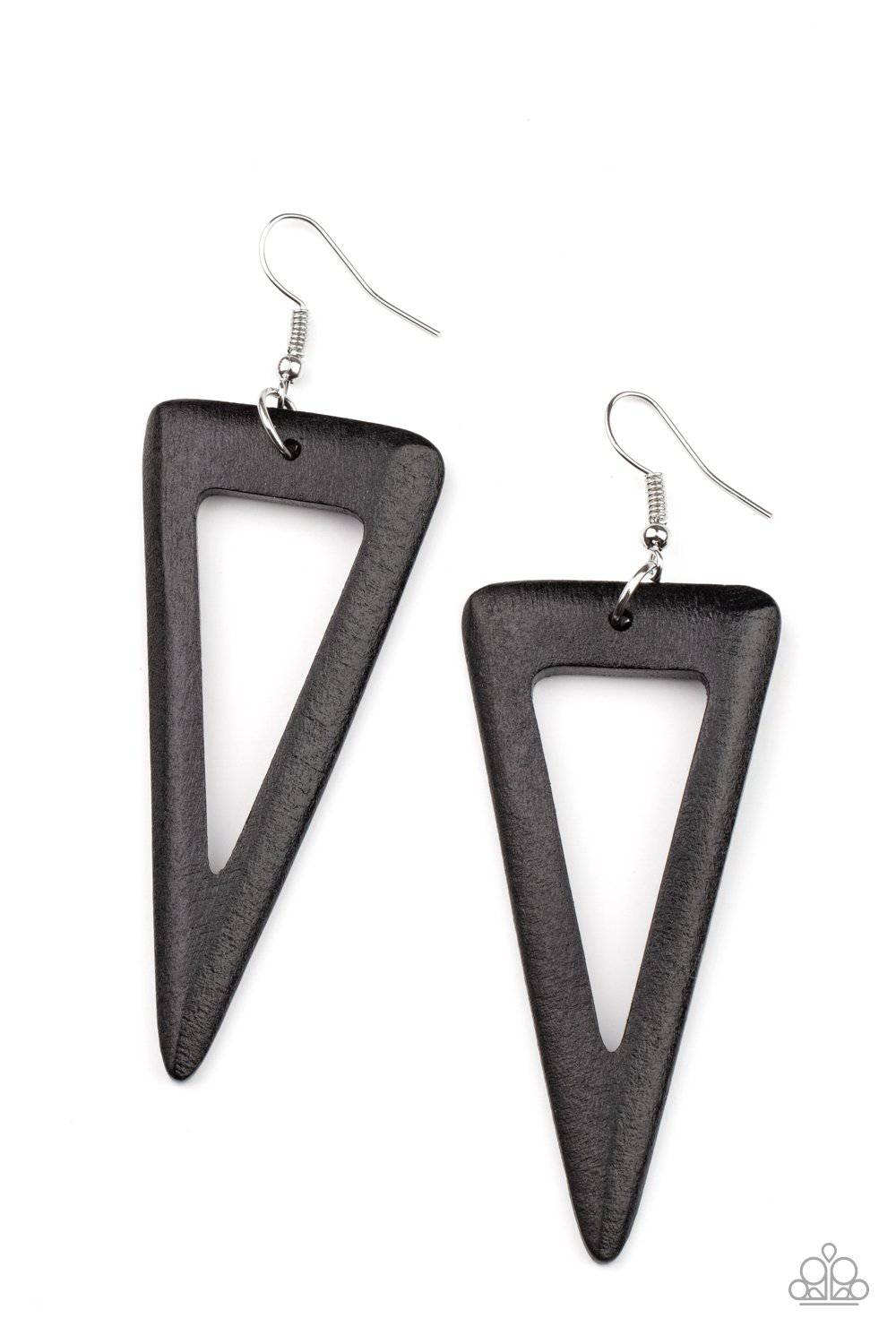 Bermuda Backpacker - Black Wooden Earrings - Paparazzi Accessories - GlaMarous Titi Jewels