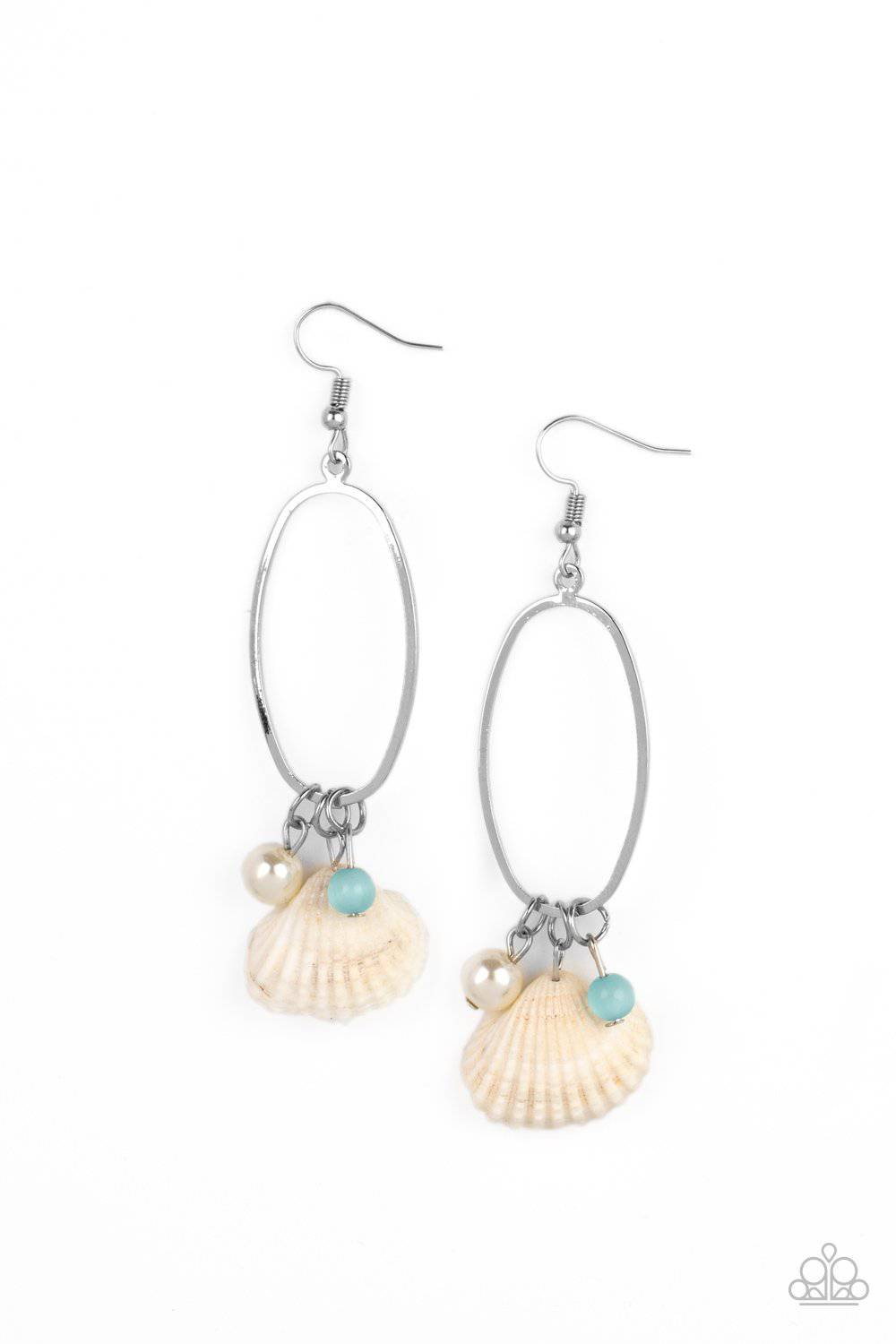 This Too SHELL Pass - Blue Cat's Eye Stone Earrings - Paparazzi Accessories - GlaMarous Titi Jewels