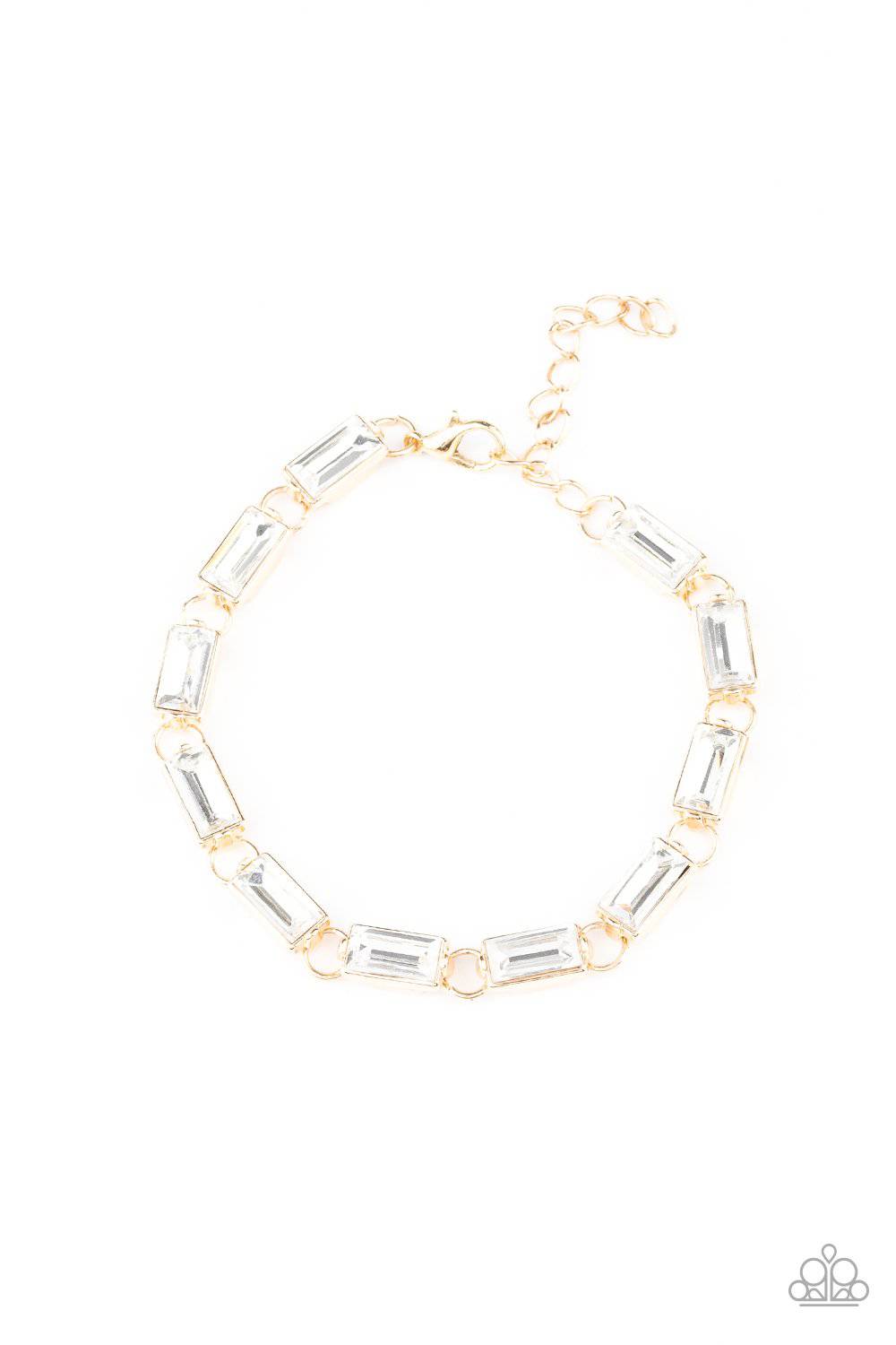 Irresistibly Icy - Gold and Rhinestone Bracelet - Paparazzi Accessories - GlaMarous Titi Jewels