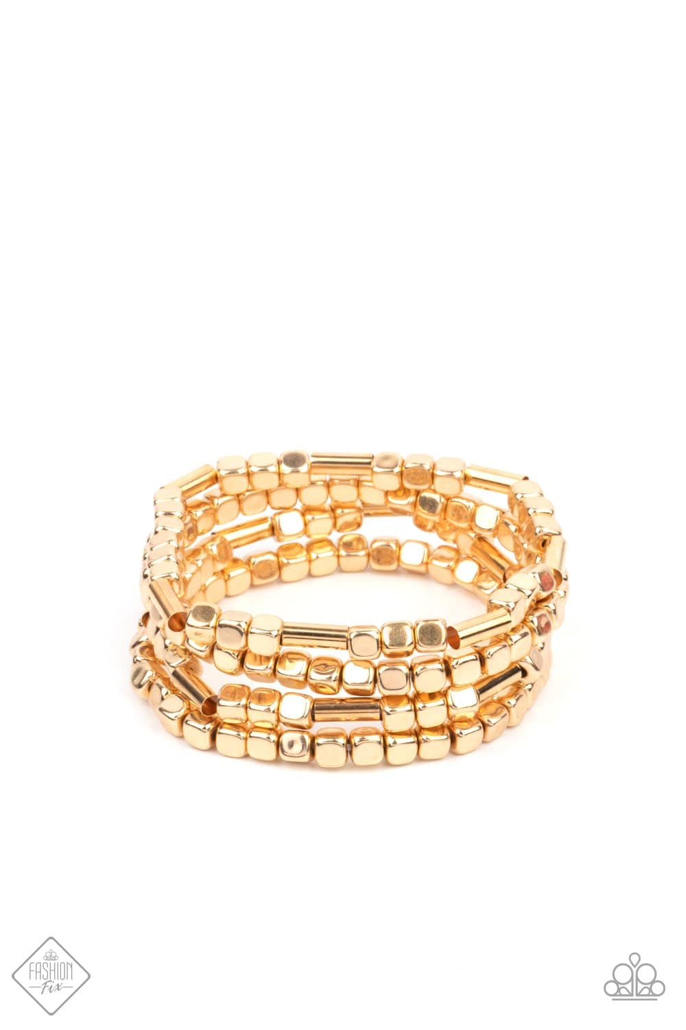 Metro Materials - Gold Stretchy Bracelets - Paparazzi Accessories - GlaMarous Titi Jewels