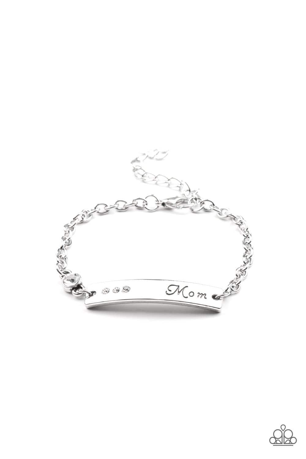 Mom Always Knows - White Rhinestone Bracelet - Paparazzi Accessories - GlaMarous Titi Jewels