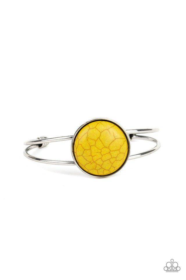 Sandstone Serenity - Yellow Stone Cuff Bracelet - Paparazzi Accessories - GlaMarous Titi Jewels