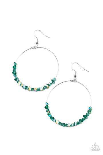 Glimmering Go-Getter - Green Iridescent Earrings- Paparazzi Accessories - GlaMarous Titi Jewels