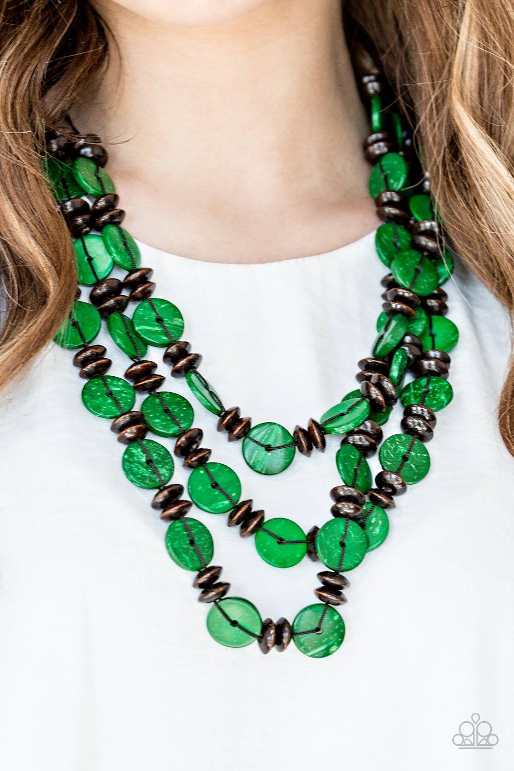 Paparazzi green store wooden necklace