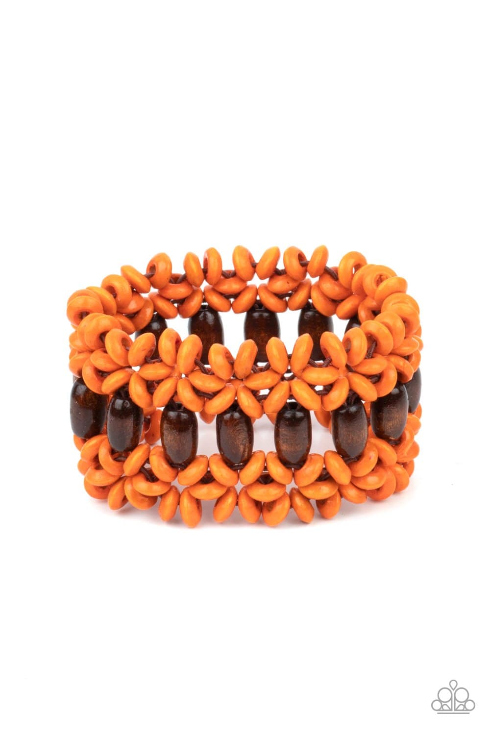 Bali Beach Retreat - Orange and Brown Wooden Bracelet - Paparazzi Accessories - GlaMarous Titi Jewels
