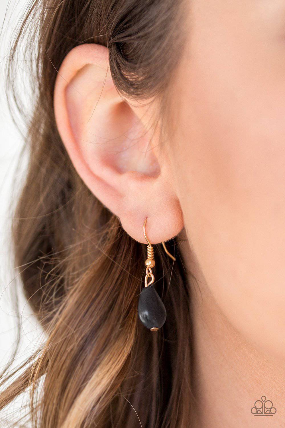 BADLAND To The Bone - Gold and Black Stone Teardrop Necklace - Paparazzi Accessories - GlaMarous Titi Jewels
