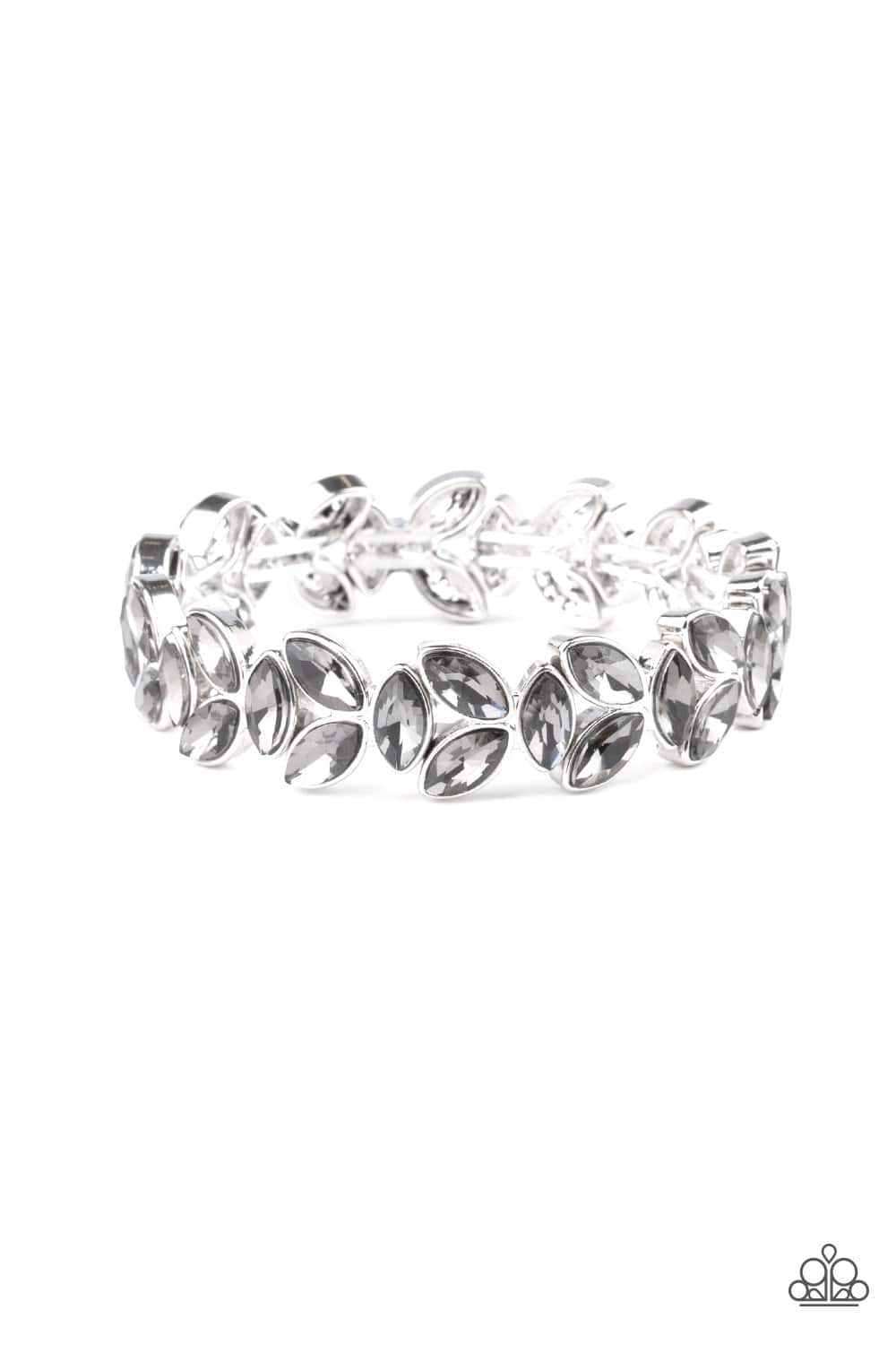 Gilded Gardens - Silver Smoky Rhinestone Bracelet - Paparazzi Accessories - GlaMarous Titi Jewels