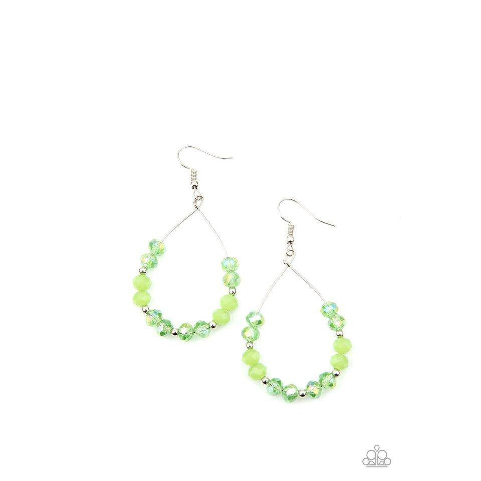 Wink Wink - Opalescent Green Earrings - Paparazzi Accessories - GlaMarous Titi Jewels