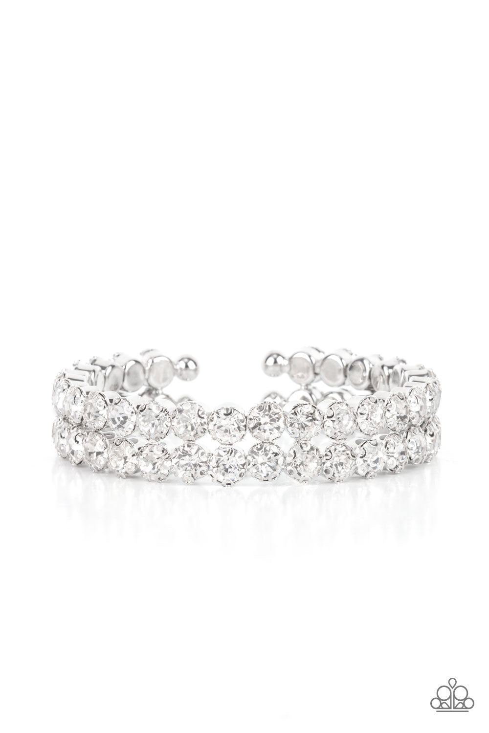 Megawatt Majesty - White Rhinestone Bracelet - Paparazzi Accessories - GlaMarous Titi Jewels