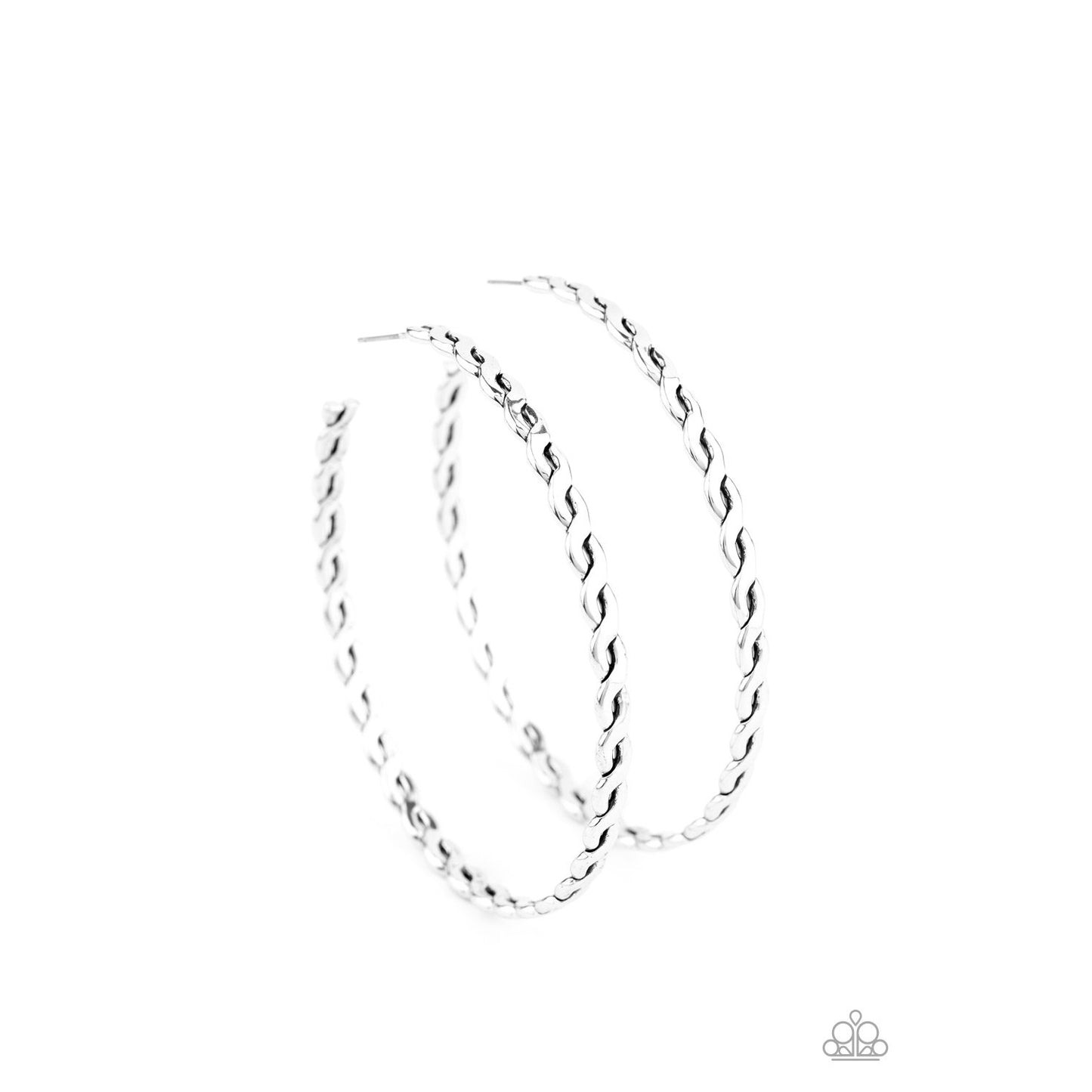 Infinite Twist - Silver Hoop Earrings - Paparazzi Accessories - GlaMarous Titi Jewels